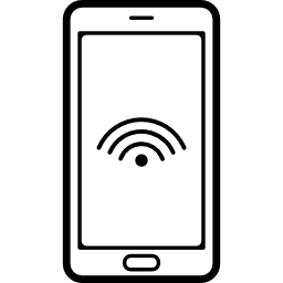 Mobile phone outline with wifi connection sign on screen icon