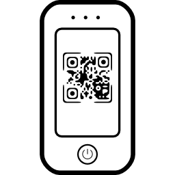 Qr code on mobile phone screen icon