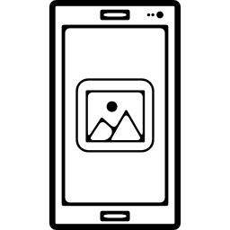 Image gallery view sign on screen of a mobile phone outline icon