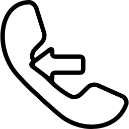 symbol połączenia przychodzącego małżowiny usznej ze strzałką ikona