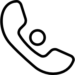 Phone auricular outline with a small circle icon