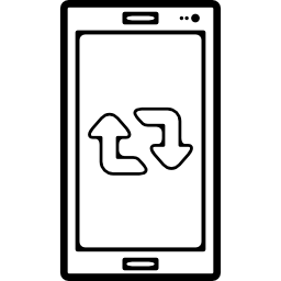 Retweet symbol on mobile phone screen icon