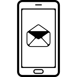 esquema de teléfono móvil con un símbolo de sobre abierto de correo electrónico en la pantalla icono