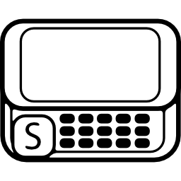 Mobile phone model with keyboard buttons and a big button with letter S icon