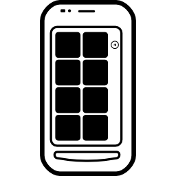 teléfono móvil con cuadrados negros en la pantalla. icono