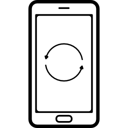 Mobile phone screen with two arrows in circle icon
