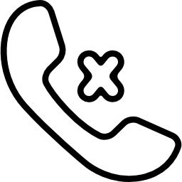 auricular von telefon- und kreuzzeichenumrissen icon