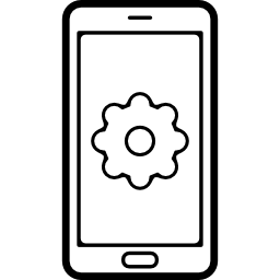 Символ зубчатого колеса на экране мобильного телефона иконка