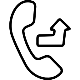 Auricular with an outgoing arrow sign icon