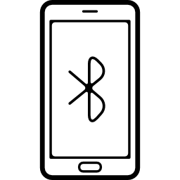 Mobile phone with bluetooth sign on screen icon