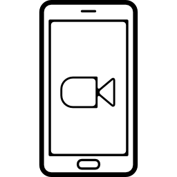 画面にビデオカメラのシンボルが表示された携帯電話 icon