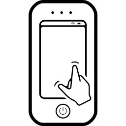 Рука касаясь экрана мобильного телефона иконка