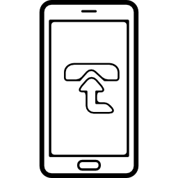 Mobile phone with a sign with up arrow on screen icon