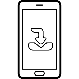 Mobile phone with down arrow sign on screen icon