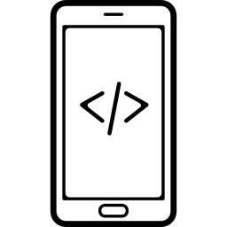 Mobile phone screen with code signs icon