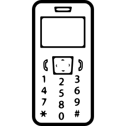 Mobile phone model with small screen and buttons icon