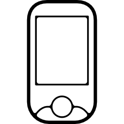 Mobile phone front with screen and one circular button icon