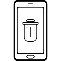 teléfono móvil con signo de basura en pantalla icono