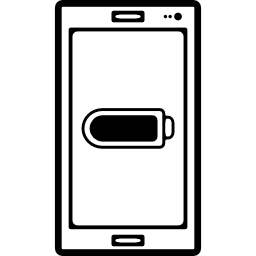 Мобильный телефон со знаком состояния полной батареи на экране иконка