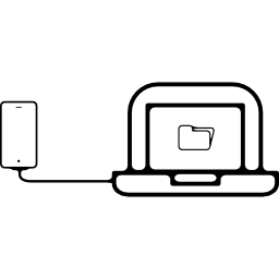 telefono cellulare collegato al computer portatile icona