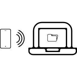 wi-fi でラップトップに接続された携帯電話 icon