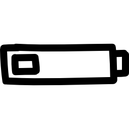 simbolo dell'interfaccia disegnata a mano con batteria scarica icona