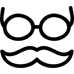 Mustache and glasses hand drawn outlines icon