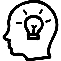 Idea hand drawn symbol of a side head with a lightbulb inside icon