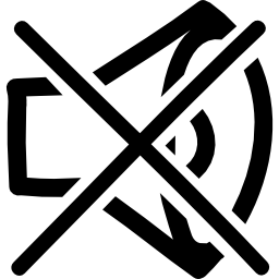 音が出ない、十字の付いたスピーカーの輪郭の手描きのシンボル icon