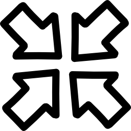 unión de cuatro flechas contornos dibujados a mano icono