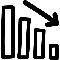 Бизнес графика вниз рисованной символ иконка