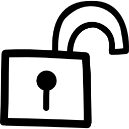 Unlock hand drawn padlock symbol icon