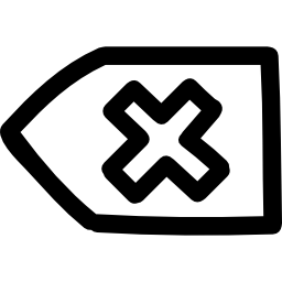 Undo arrow hand drawn symbol outline with a cross icon