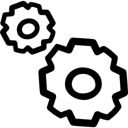 Configuration hand drawn couple of cogwheels outlines icon