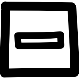 Minus sign inside a square hand drawn symbol icon