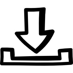 simbolo del vassoio disegnato a mano della posta in arrivo con una freccia icona