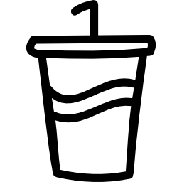Soda glass with a straw hand drawn symbol icon
