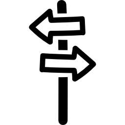 richtingspijlen geven het handgetekende symbool aan dat links en rechts tegengestelde richtingen wijst icoon