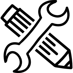 konfigurationshand gezeichnetes schnittstellensymbol von werkzeugen ein bleistift und ein schraubenschlüsselkreuz icon