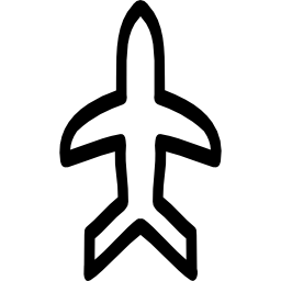 Airplane hand drawn outline pointing up icon