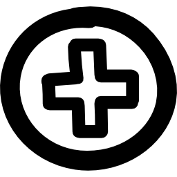 botón de signo más círculo dibujado a mano y contornos cruzados icono