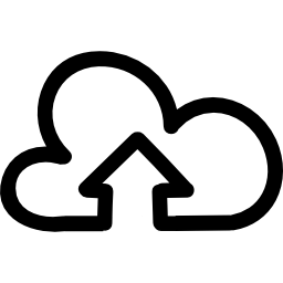 sube el símbolo de interfaz dibujado a mano de una flecha hacia arriba en una nube icono