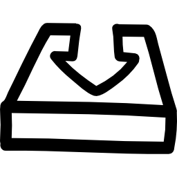 하강 화살표가있는 트레이의 손으로 그린 인터페이스 기호 다운로드 icon