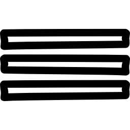 menu de liste symbole dessiné à la main de trois contours de rectangles minces Icône