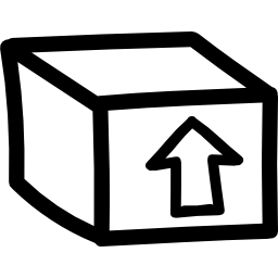 pacote de caixa com um símbolo de seta desenhado à mão Ícone