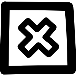 annuleer met de hand getekend kruis in de omtrek van de vierkante knop icoon