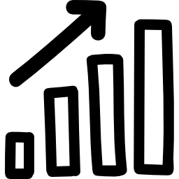 gráfico de barras hasta símbolo dibujado a mano icono