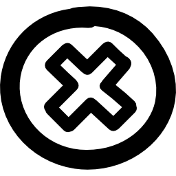 cancelar botón circular con una cruz dentro de los contornos dibujados a mano icono