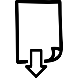 símbolo desenhado à mão para baixo na página Ícone