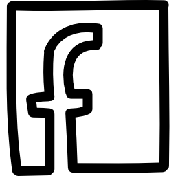 logo listu facebooka w kwadratowym, ręcznie rysowanym zarysie ikona